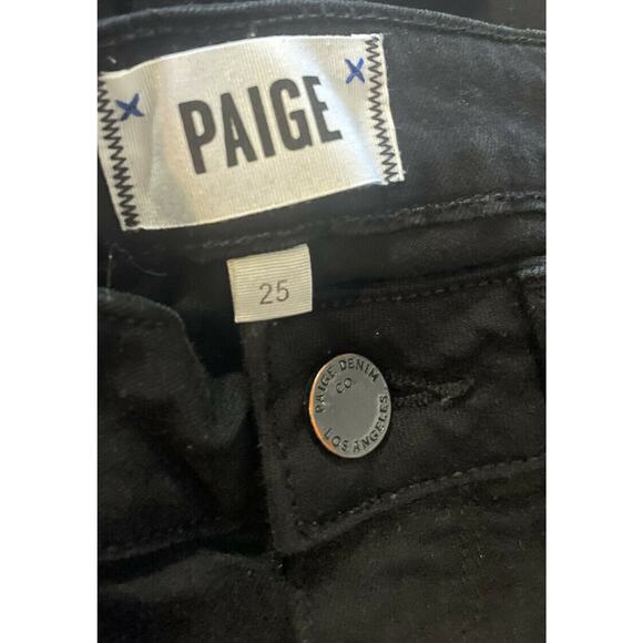 PAIGE Jeans Black Verdugo Crop Distressed Destroyed Women's size 25 - Picture 4 of 6